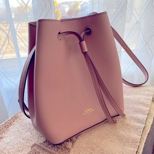 Ralph Lauren Drawstring Leather Shoulder Bag Pink